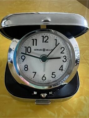 Howard Miller Silver Travel Alarm Clock - White Dial